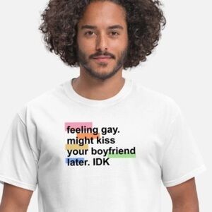 Spencer’s Feelin' Gay Pride T Shirt White Multi Unisex Size XL NWOT